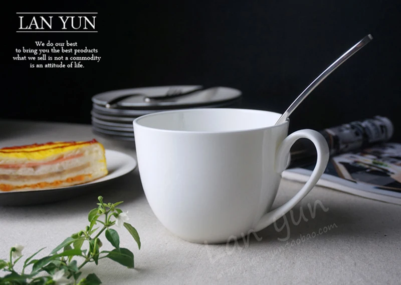 700 мл обычная белая костяная фарфоровая утренняя чашка кружка для завтрака