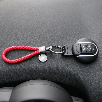 

For MINI Cooper F54 F55 F56 F60 R55 R56 R60 Clubman Countryman key ring Car decoration Accessories Logo Leather Keychain BV rope