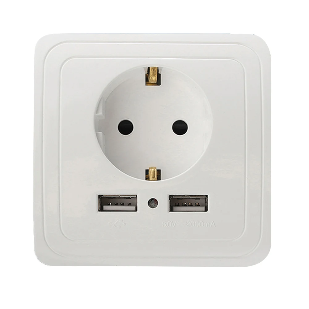 

Smart Home Dual USB Port Wall Charger Adapter Charging 2.1A/2.4A Wall Charger Adapter EU Plug Socket Power Outlet Panel White