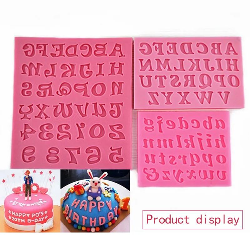 3pcs Silicone Letter Digital Cutting Mold Fondant Candy Mold Crafts Cupcakes Cards Baking Birthday Party Cake Decoration