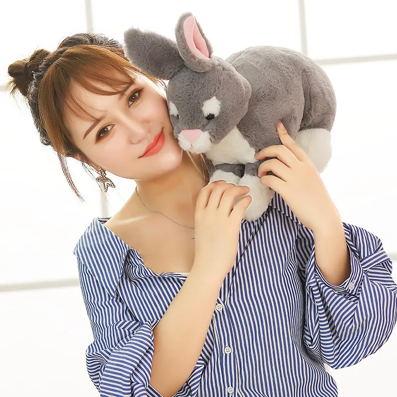 

The new rabbit plush toy simulation white rabbit blue gray long-eared doll cute pink rabbit ornaments soft Pillow Soothing doll