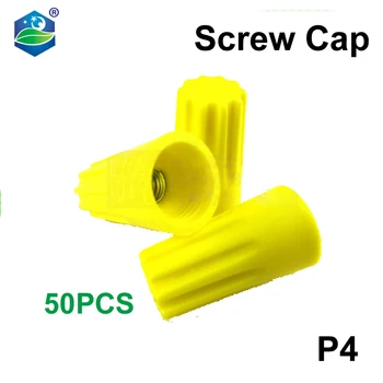 

50pcs/set P4 Yellow Electrical Wire Twist Connectors Assorted Wire Twist Nut Connector Terminals Cap Rotating Kit screw cap