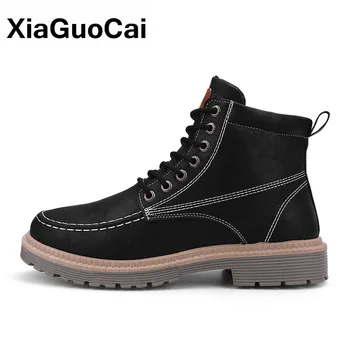 

Casual Men Shoes Spring Autumn Men Work Boots Breathable Fashion High Top Male Shoes Pu Leather Man's Martin Boots Size 39-44