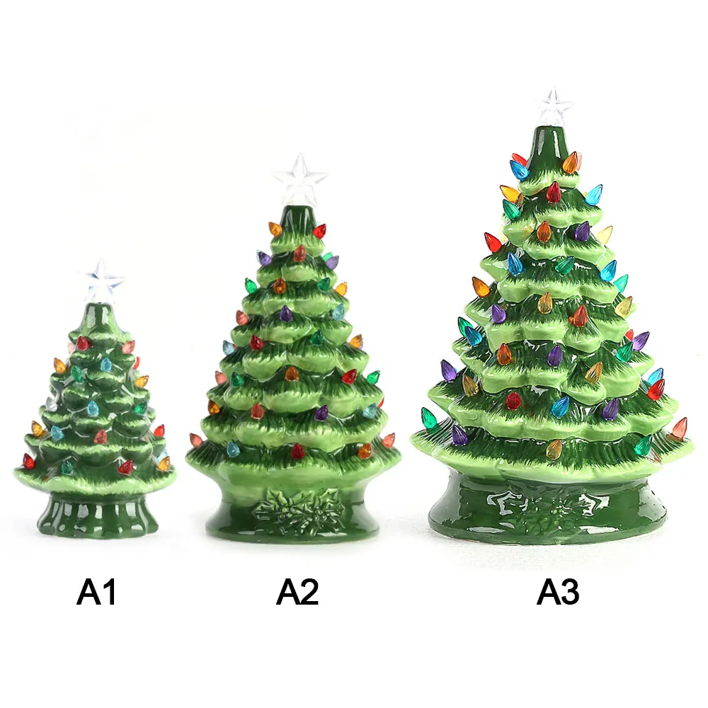 

DIY Christmas Tree Decorated Ceramic Christmas Tree Light Tabletop Christmas for Home Festival DIY Desk Decoration