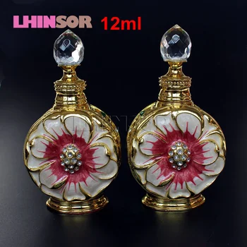 

12ml Vintage Metal Perfume Bottle Glass Doterra Essential Oil Dropper Bottles Arab Style Containers Wedding Decoration Gift