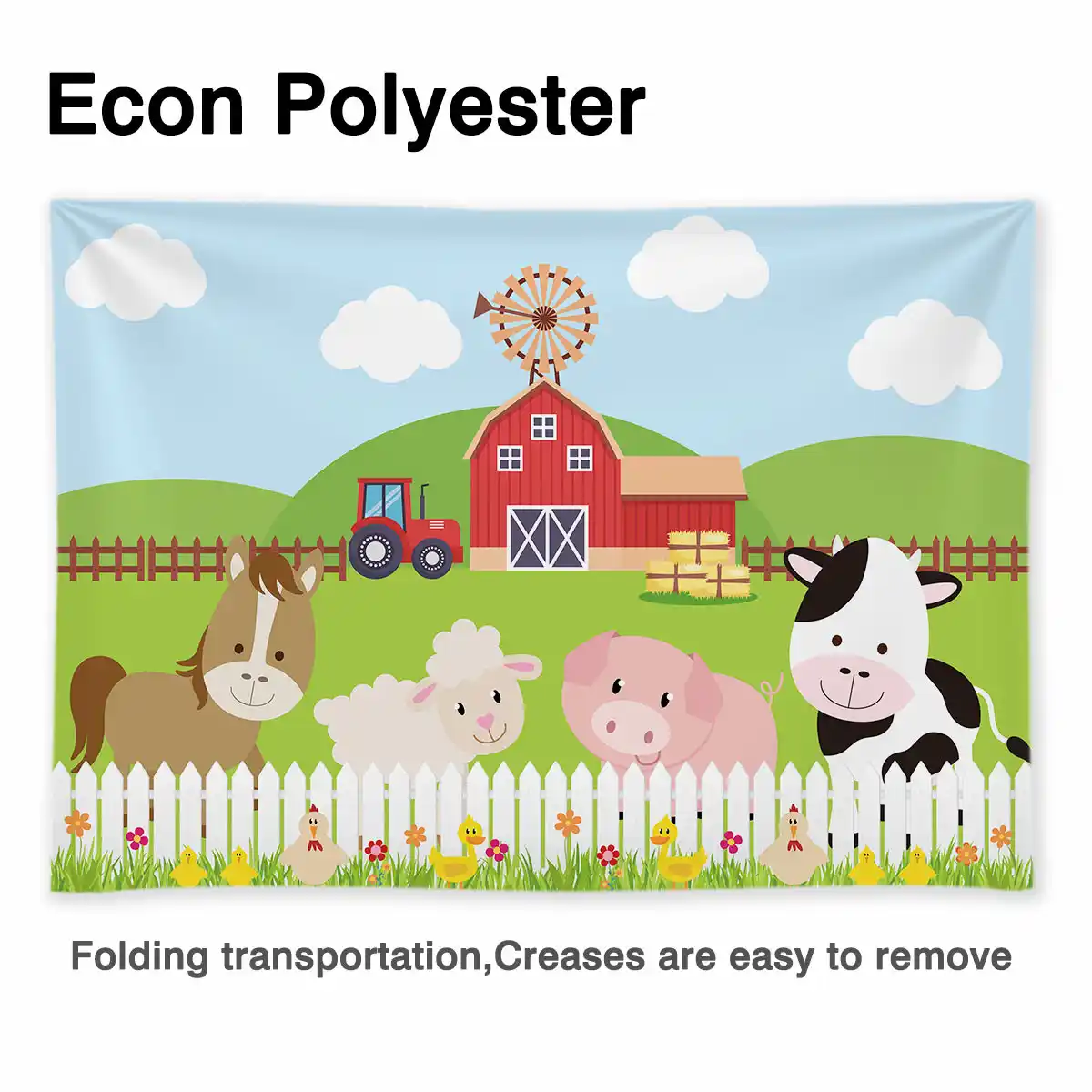 Allenjoy Zenon Farm Banner Cartoon Spring Sheep Cow Animals Lawn