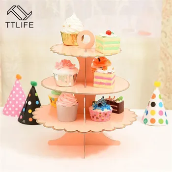 

TTLIFE Cake Stand Paper Cardboard Cupcake Dessert Disposable Decoration Foldable Celebrating Triple-layer Cake Tool Christmas