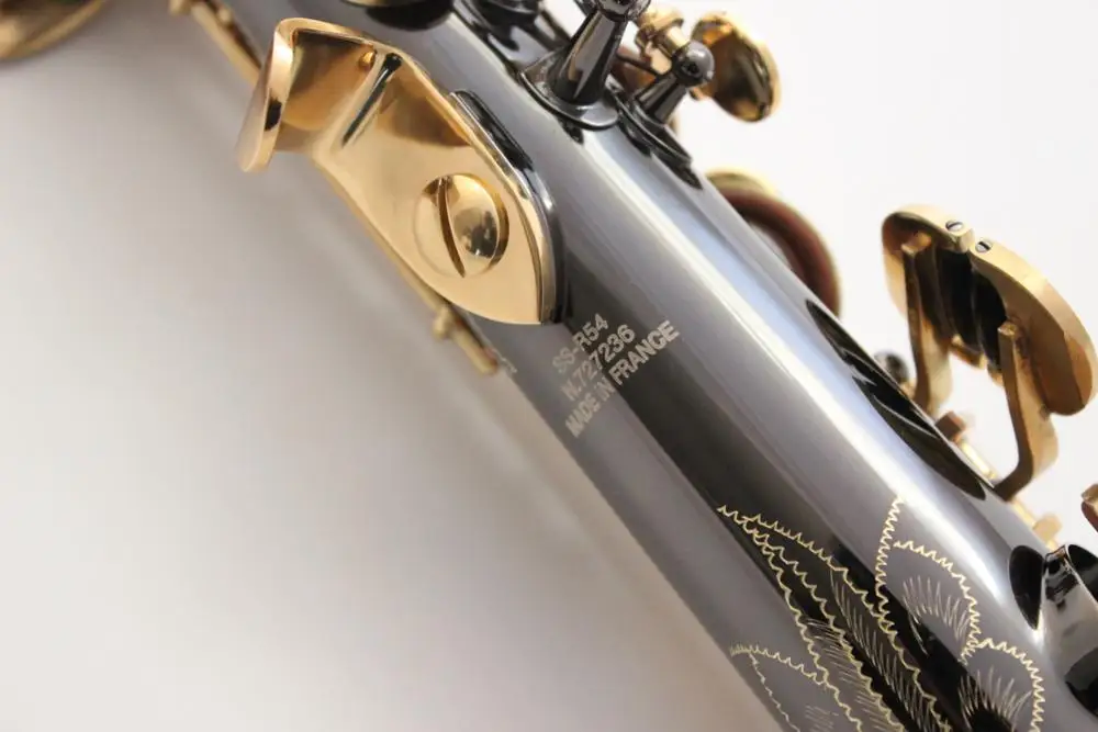 Музыкальный Fancier-клуб сопрано саксофон Ссылка 54 черный лак b-плоский сопрано Sax R54 с Чехол мундштук трости шеи
