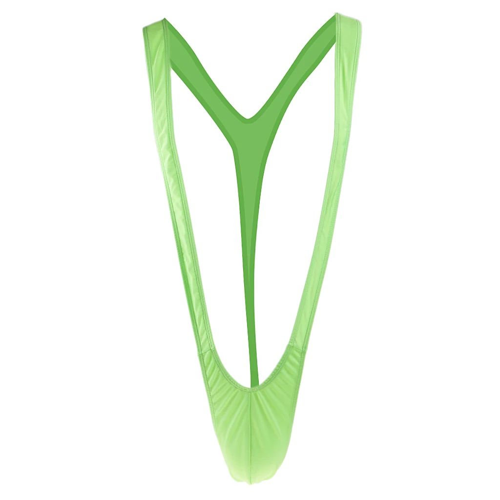Men Sexy Fluorescent Green Mankini Thong Underwear Swimwear Borat Bikini