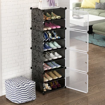 

Multilayer Simple Shoe Rack Space Saving Shoes Boots Organizer Closet DIY Assembled Module Shoe Cabinet with Door Home Furniture
