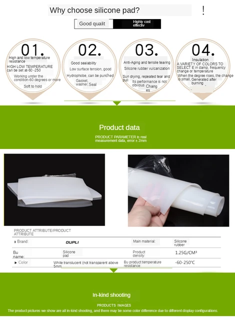 Fogli Silicone 2mm Spessori - 2 Pezzi 254x251mm, Alta Resistenza Termica, Bianco - Foto 9