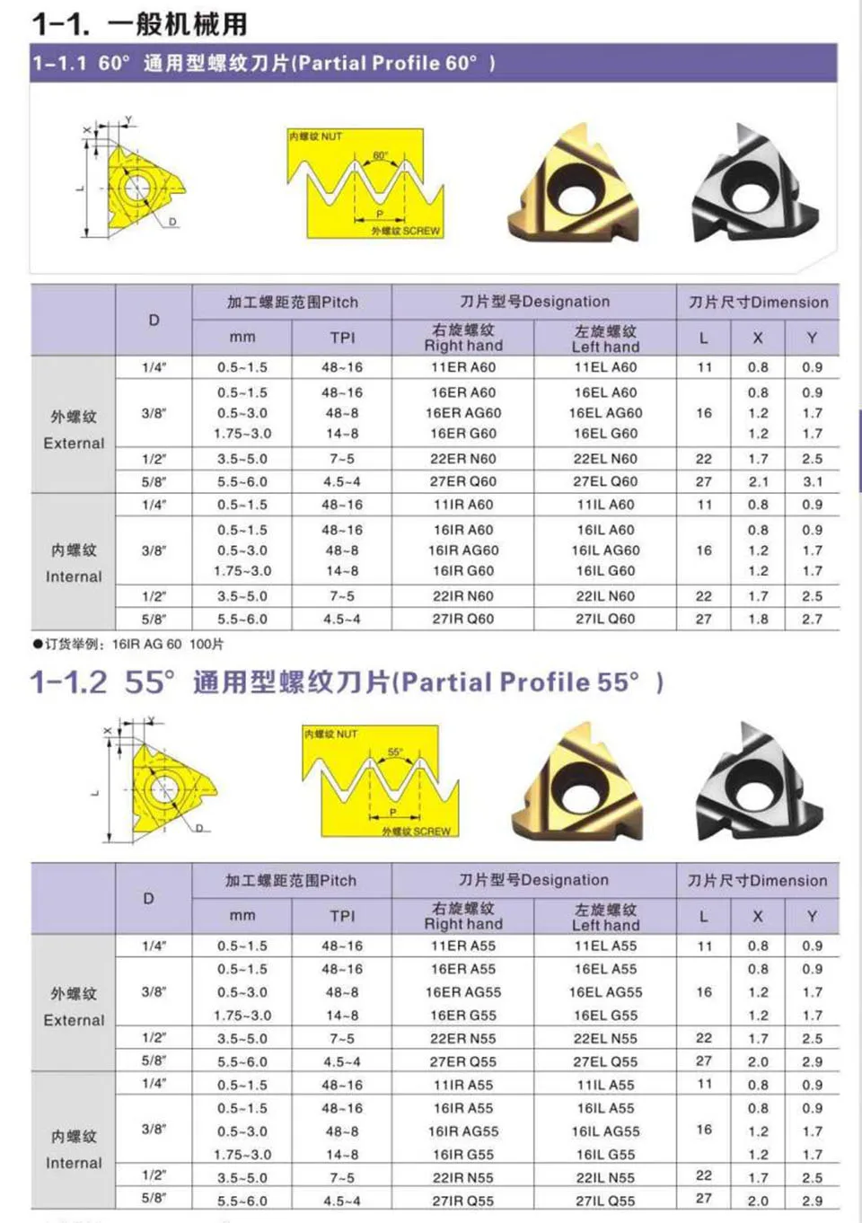 10 Pièces 16ER AG60 Externe Fil Plaquettes Carbure Lame for Tour