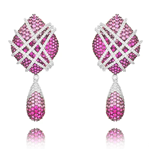 Hotpink Siscathy бренд Известный Элегантный полный микро кубический цирконий CZ серьги обручение для женщин Свадебная вечеринка ночной клуб переодевание серьги - Окраска металла: Hotpink