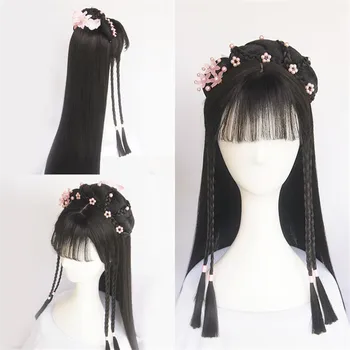 

WEILAI Wigs for Women Air bangs Modelling wig Vintage Wig Ancient Chinese Wig Ponytail Braids bun Air bangs Custom product