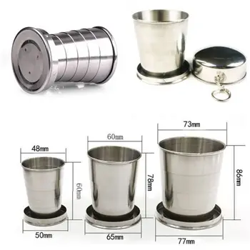 

Hot Portable Folding Cup With Lid Portable Folding water bottles Stainless Steel Outdoor Travel Hiking Drinkware Accessories