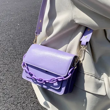 

Chain Design New Mini PU Leather Shoulder Handbag For Women 2020 Summer Lady Female Fashion Cross Body Bag