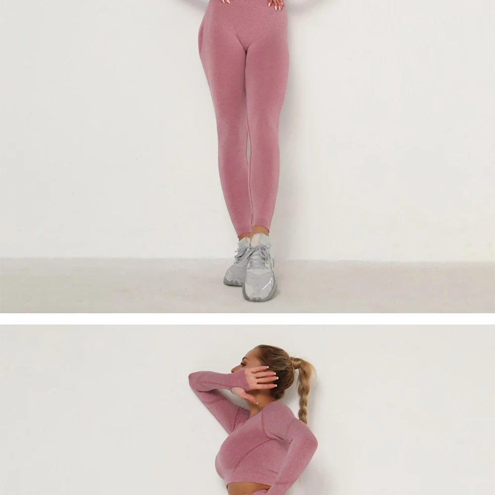 跨境欧美-无缝瑜伽服套装吸汗提臀-高腰健身裤女紧身长袖运动套装-阿里巴巴_09