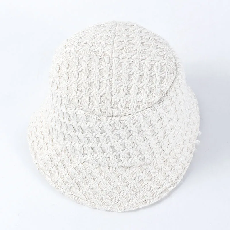 USPOP New Women bucket hats simple fashion white black hat female tweed bucket hat thick warm winter hats