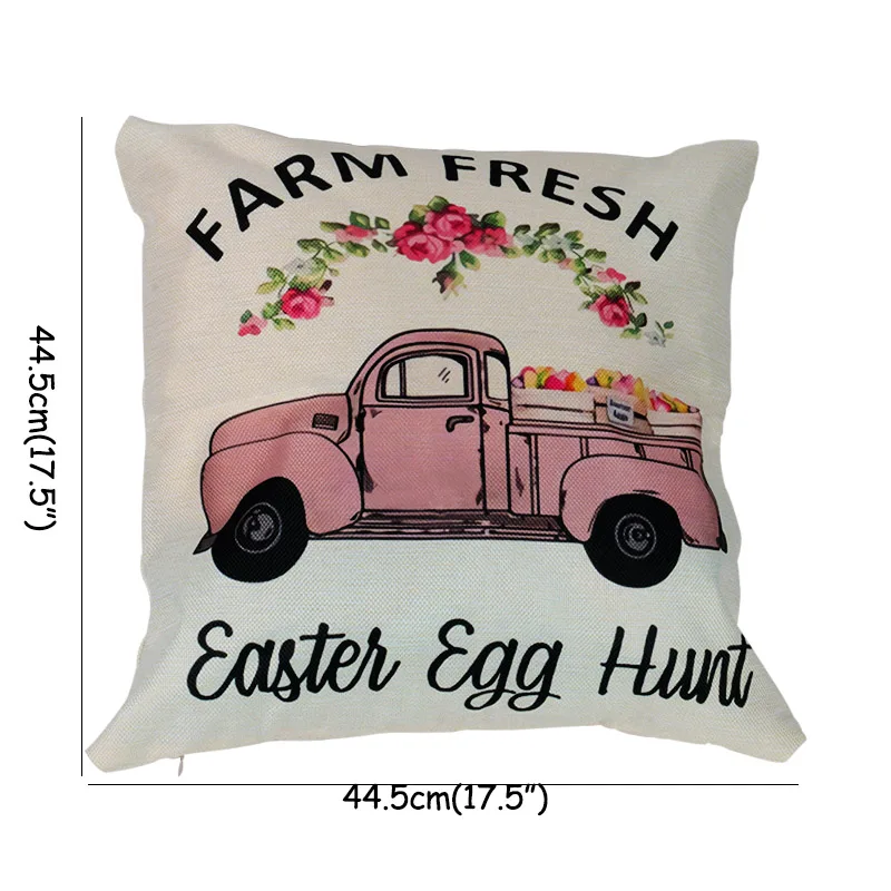 Наволочка на подушку с пасхальным Кроликом, яйцами, пасхальными, шоколадными яйцами, курицей, пасхальными украшениями для дома, вечерние украшения, подарок - Цвет: Linen pillowcase