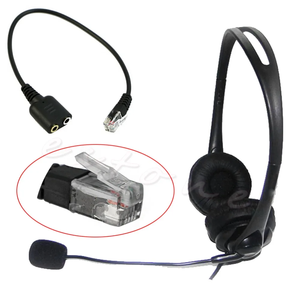 Headset Cable 2 X 3.5mm to RJ9 Jack Adapter Convertor PC Headset Telephone Using