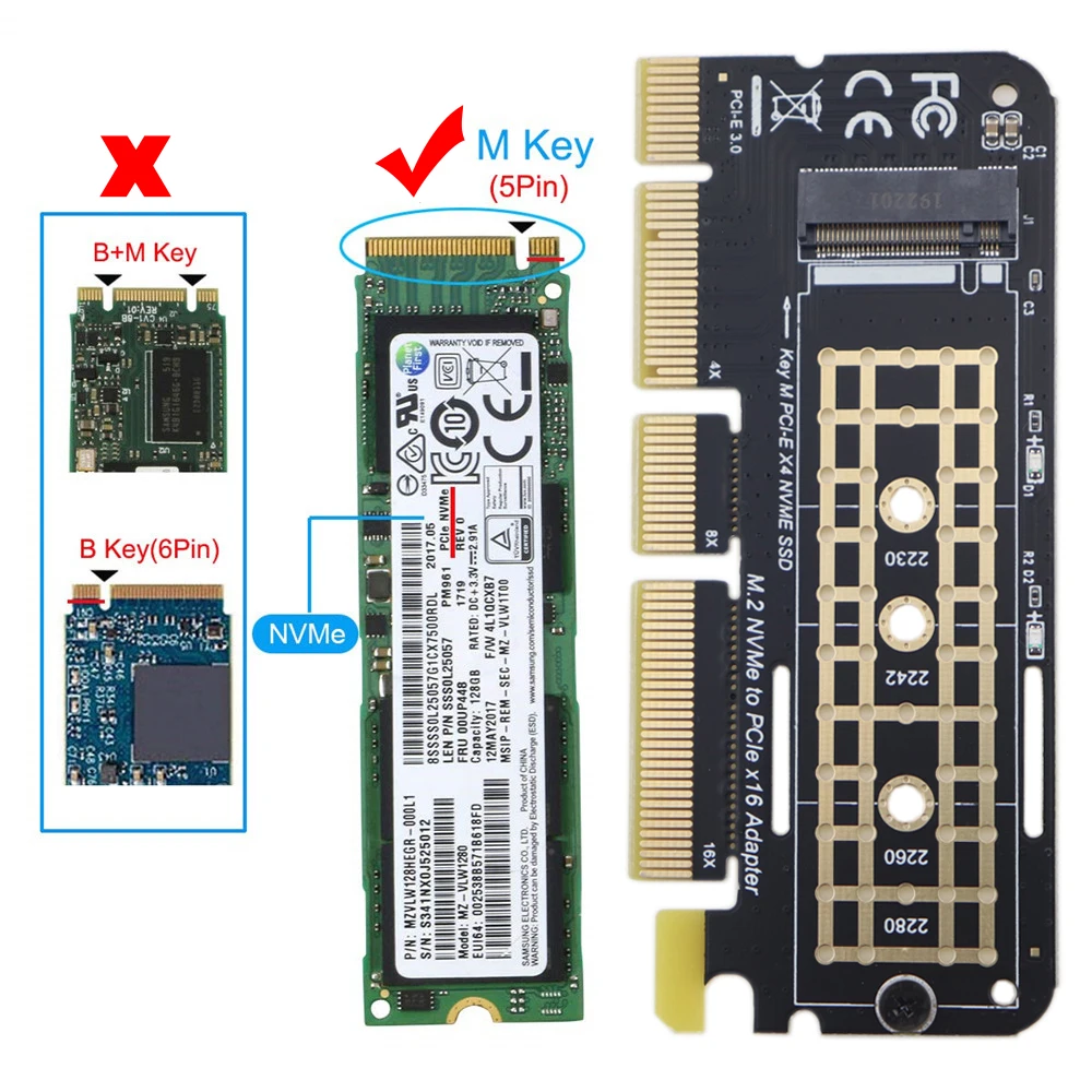 M.2 nvme ssd 어댑터 pci-e 3.0x4x8x16-ngff m 키 솔리드 스테이트 드라이브 컨버터 카드 (2230  2282 ssd 지원) win 10