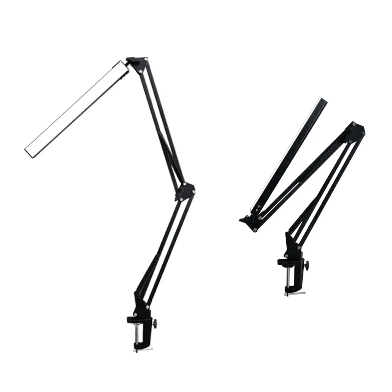 LED Folding Metal Desk Lamp Clip on Light Clamp Long Arm Dimming Table Lamp 3 Colors For Living Room Reading And Computers