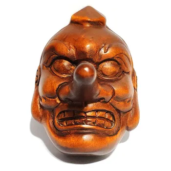 

Y6196 - 1.8 " Hand Carved Boxwood Netsuke : Tengu Monster Mask