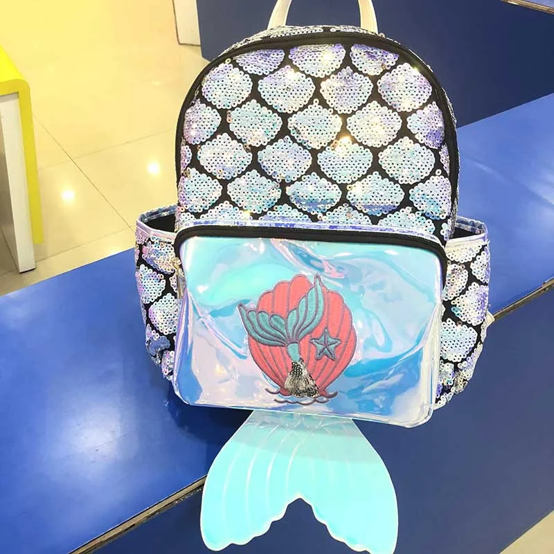 

Korean-style New Style Sequin Laser Scale Fish Nail Tip Backpack Fashion Fresh Cartoon GIRL'S Cute Mermaid Bag