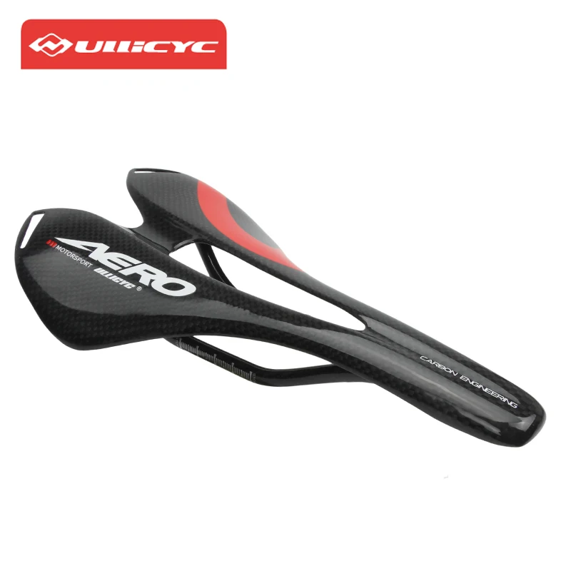 cheap Ullicyc Bicycle Carbon Saddle Road Bike mtb ultralight Saddle 270*143mm Howllow Bike seat full carbon bike 3K UD glossy matte