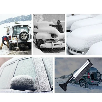 

Removal Ice Scraper Brush Broom Aluminum Alloy Car Winter Snow Defrost