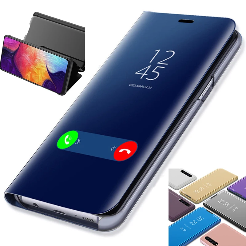Умный зеркальный чехол-книжка для samsung Galaxy A10E A2 A20E A40 A50 A6S A60 A70 A8S A80 A90 A3 A5 A7 2017 A9 Pro A6 A8