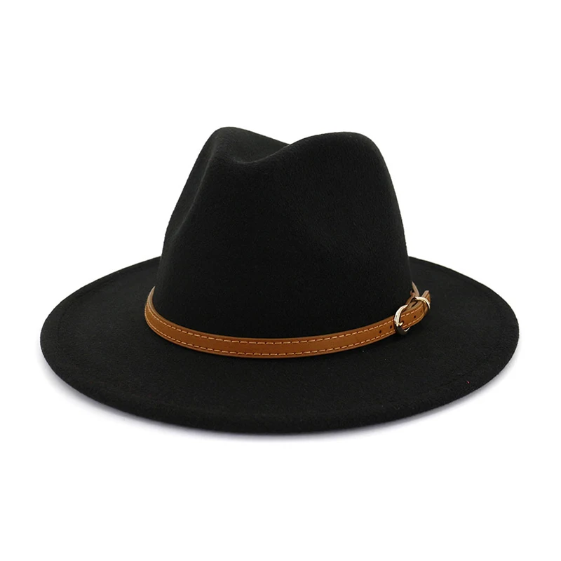 FS 16 цветов, женская и Мужская шерстяная фетровая шляпа с поясом, элегантная дамская шляпа для джентльменов, зима-осень, с широкими полями, джазовая, церковная Панама, сомбреро, Кепка