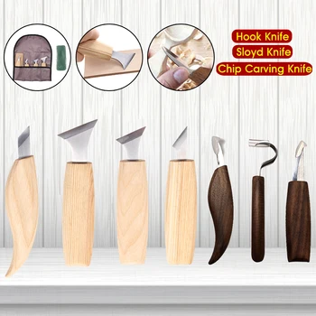 

Drillpro 7Pcs Wood Carving Knife Chisel Woodworking Cutter Woodcarving CutterHand Tool Set High Strength Hooked Whittling Cutter