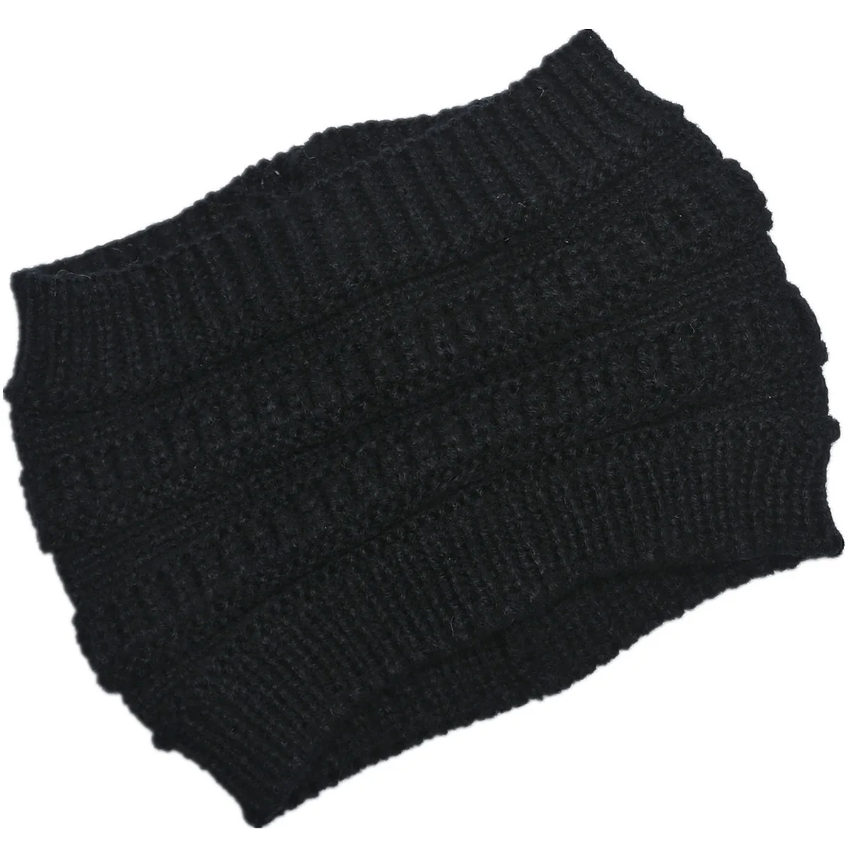 Black OMEA трикотажные повязки, Женский хвостик, шапка бини, однотонный пуловер, шапка Skullies, повязки для волос для женщин, вязаная повязка на голову - Цвет: Black