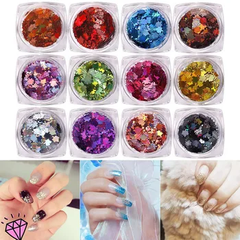 

Wholesale 12pcs Leaves Nail Art Sequins Manicure Decor DIY Stickers Nail Glitter Sticker Supplies Women New Fashion Nail Art M3