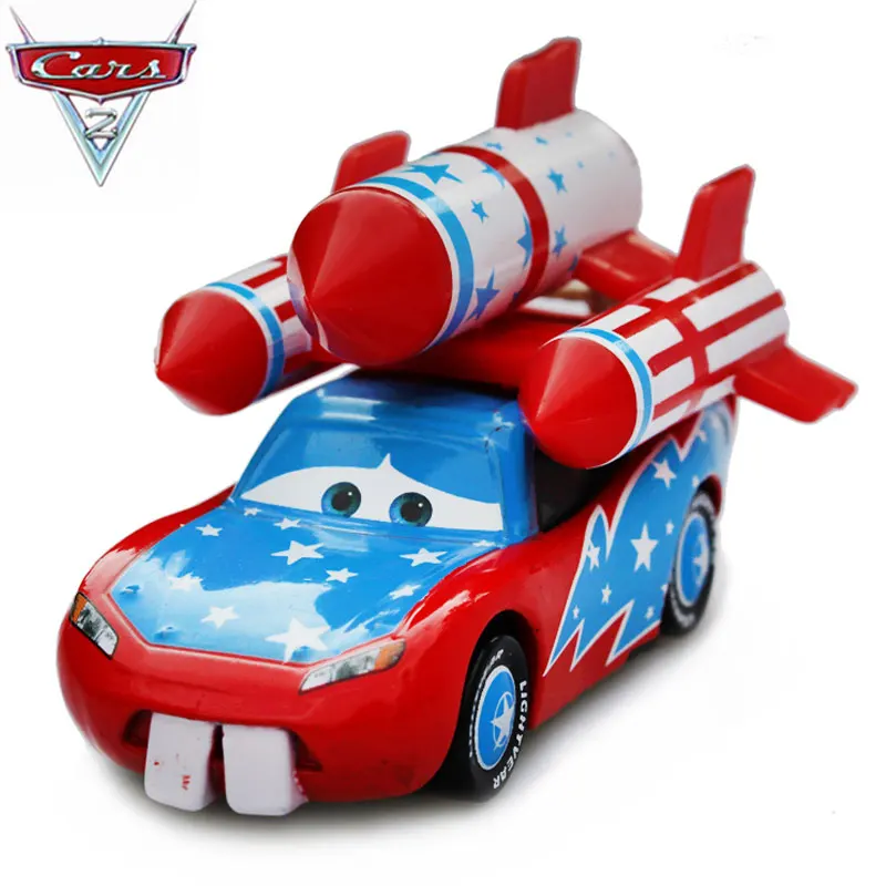 Disney Pixar Cars 2 Blue Rocket Lightning McQueen 1:55 Metal Diecasts ...