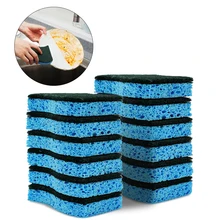Esponja exfoliante de alta resistencia, multiusos, antiarañazos, antigrasa, celulosa, reutilizable, para cocina, platos domésticos, cacerola, Baño