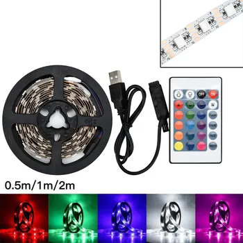 

50-200CM USB LED Strip Light TV Back Lamp 5050RGB Colour Changing+Remote Control String Lighting Home Decoration Lamp светильник
