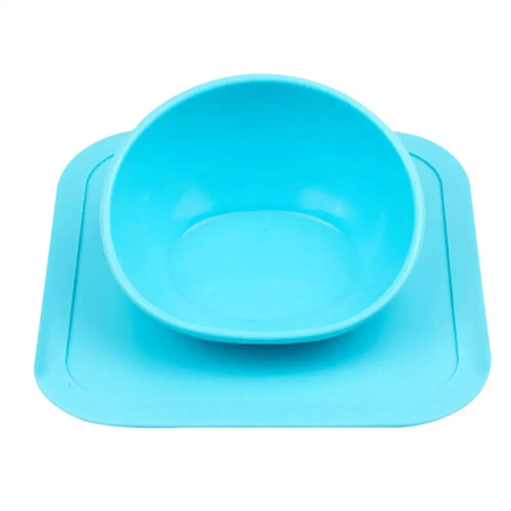 Blue С рисунком собачки и котика силиконовые миски цельное присоски для домашних животных Еда подачи воды Non-Slip Наклонный футляр для небольших миска для кота, собаки Еда чаши - Цвет: Blue