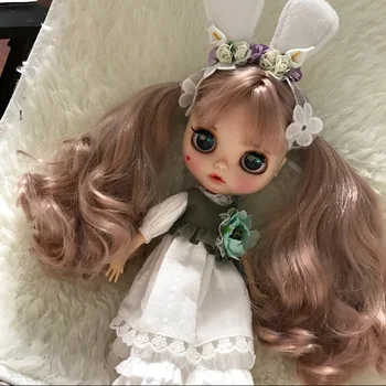 

BJD doll clothes suitable for Blythes size cute girl style white rabbit dress set doll accessories