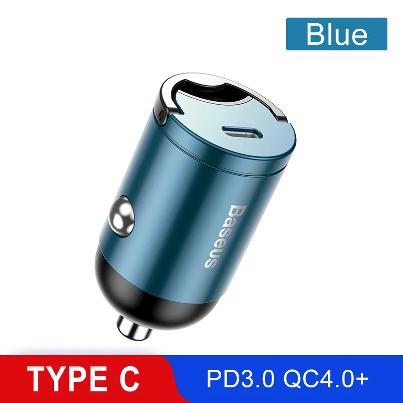 Baseus Quick Charge 4,0 3,0 USB C автомобильное зарядное устройство для huawei P30 Xiaomi Mi9 мобильный телефон QC4.0 QC3.0 type C PD 3,0 Быстрая зарядка автомобиля - Тип штекера: Blue Type C