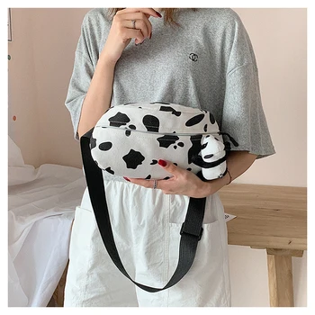 

Milk Cow Waist Bag,Canvas Small Chest Bag,Phone Pouch,Women's Shoulder Bag,Fashion Messenger Bag