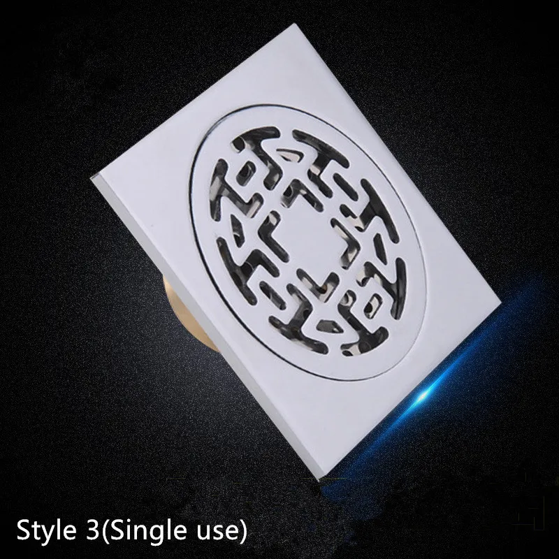 Bathroom Floor Drain Square Copper Anti-odor Drainer Balcony Home Kitchen Supplies - Цвет: Style 3(Single use)