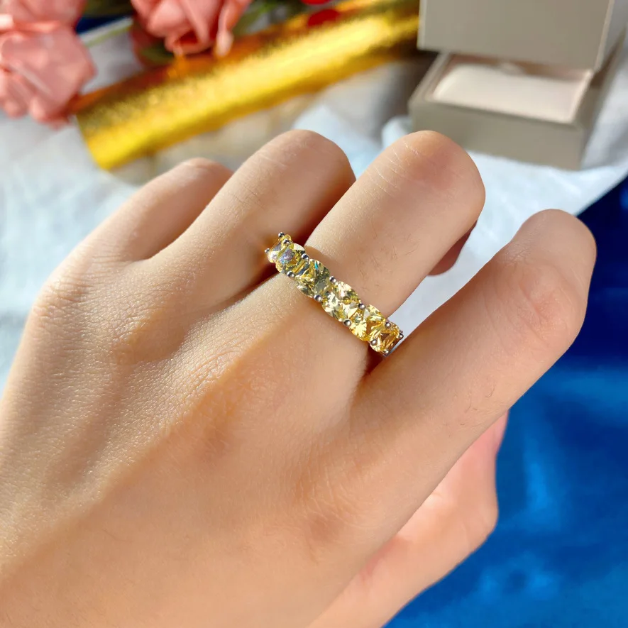 Wong Rain Classic 925 Sterling Silver Created Moissanite Diamonds Gemstone Wedding Band Engagement Ring Fine Jewelry Wholesale 6