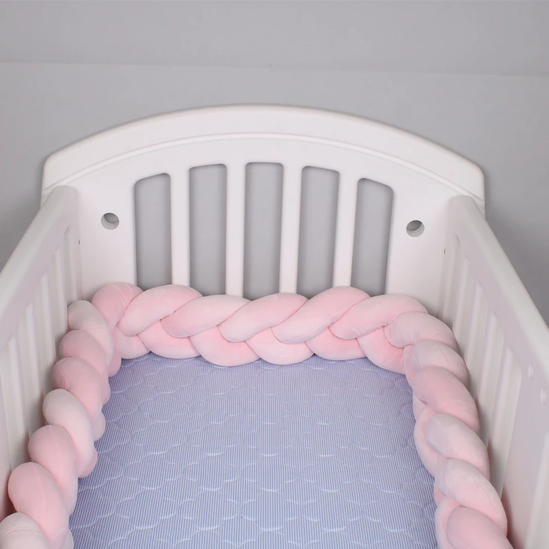

1M / 2M / 3M Length Newborn Baby Bumper Pure Woven Plush Knot Braid Pillow Crib Shell Crib Protector Set Baby Room Decoration