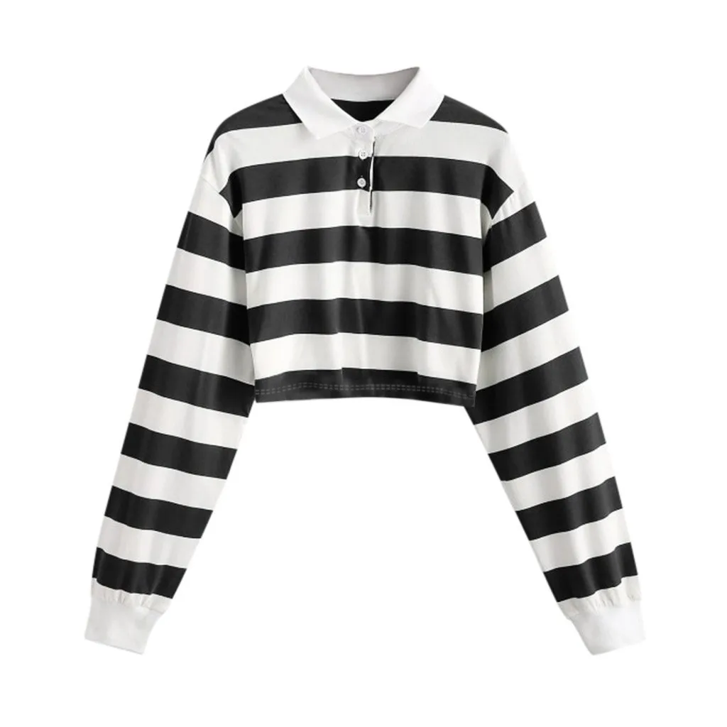 2021 Shirt Women Sweatshirt Long Sleeve Rainbow Color Ladies Hoodies With Button Striped Korean Style Sweatshirt Women 2
