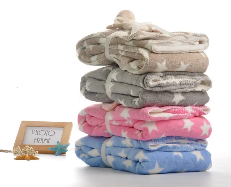 Coral Fleece Double Warm Blanket Baby Blankets Newborn Cartoon Doll Blanket Breathable Infant Knitted Toy Blanket Baby Bath Warp