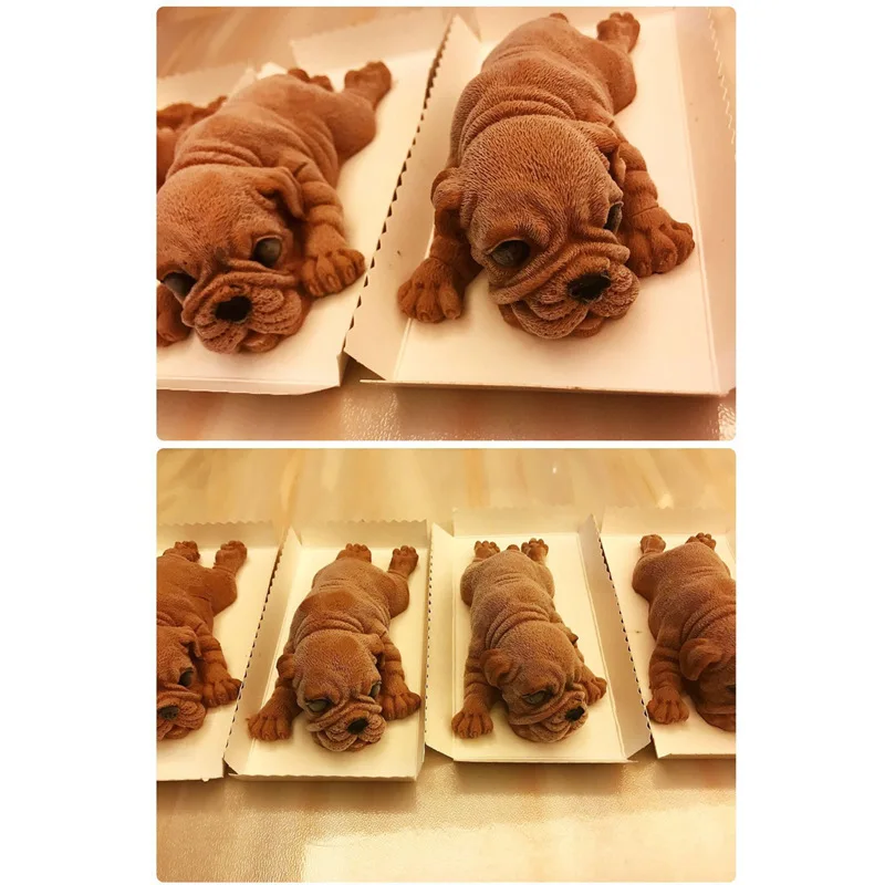 3D / Shar Pei форма для мороженого Mousse торт Fudge Шоколад силиконовая реалистичный милый
