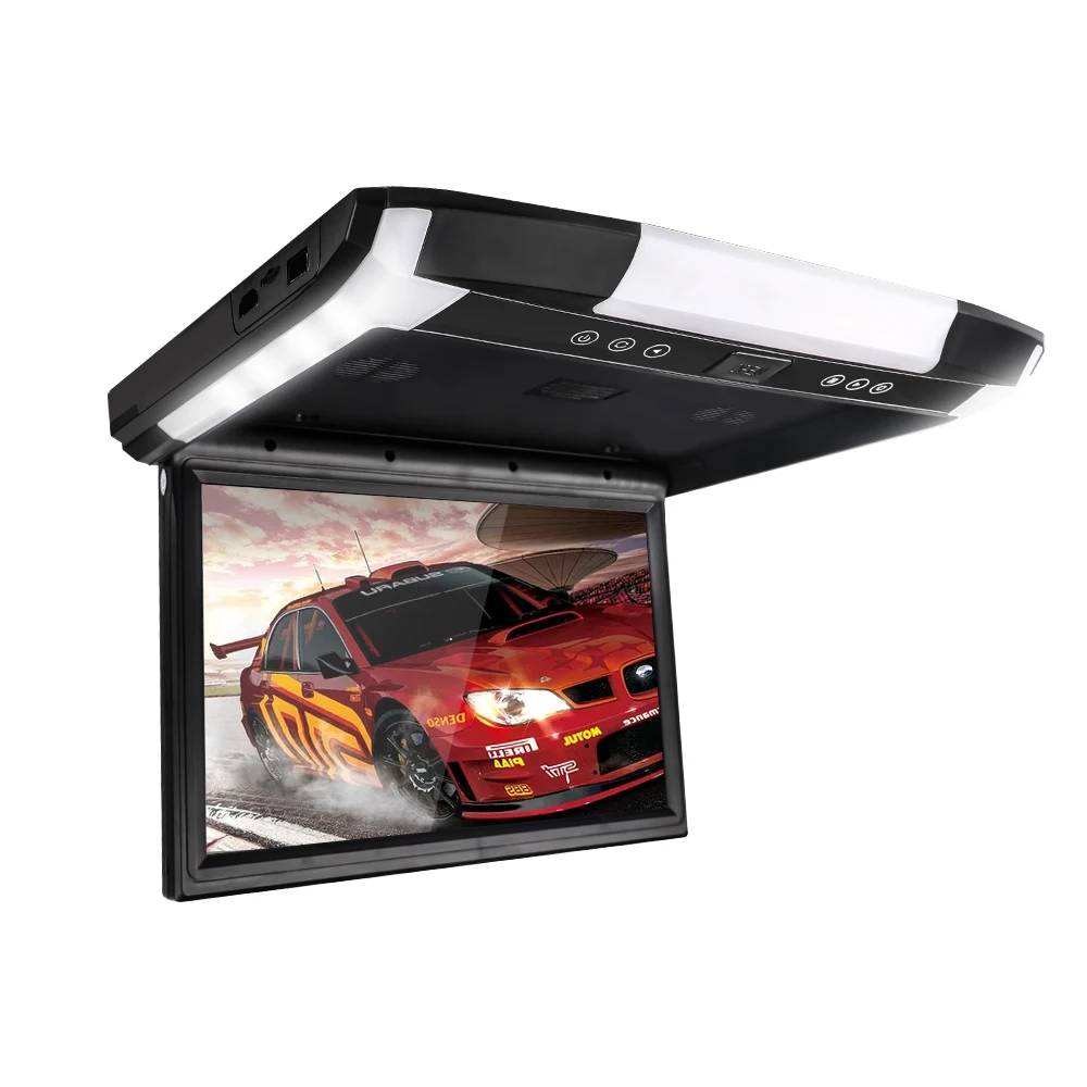 12 дюймов монитор 1280*800 видео HD цифровой TFT экран широкоэкранный ультра-тонкий встроенный Автомобильный плеер на крыше HDMI AV FM USB SD MP5 без DVD
