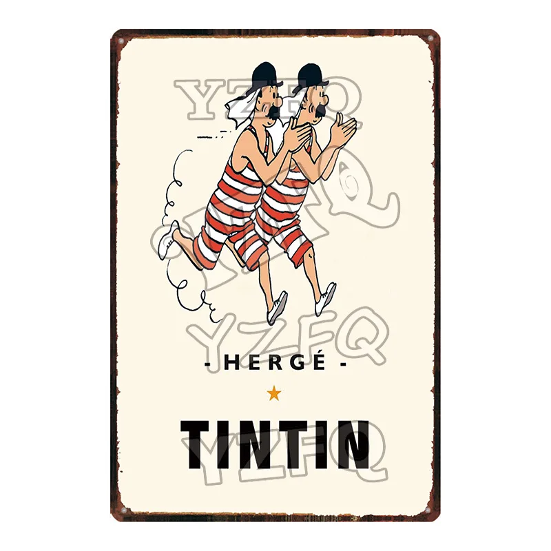 DU-5258 Tintin мультфильм жестяная вывеска металлическая тарелка потертый шик железная живопись детская комната настенный бар домашнее искусство Ремесло Декор 30X20 см DU-5237A - Цвет: DU-5258